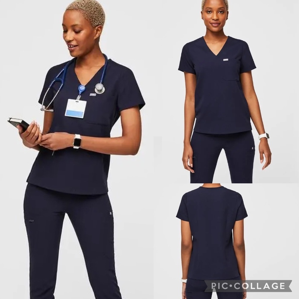 FIGS Navy V-Neck Scrub Top